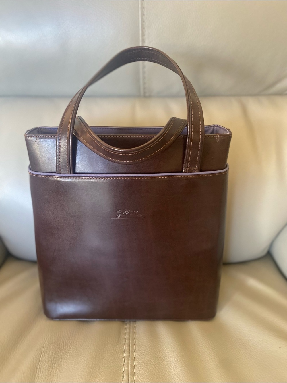 Vintage Longchamp Brown Leather Structured Tote